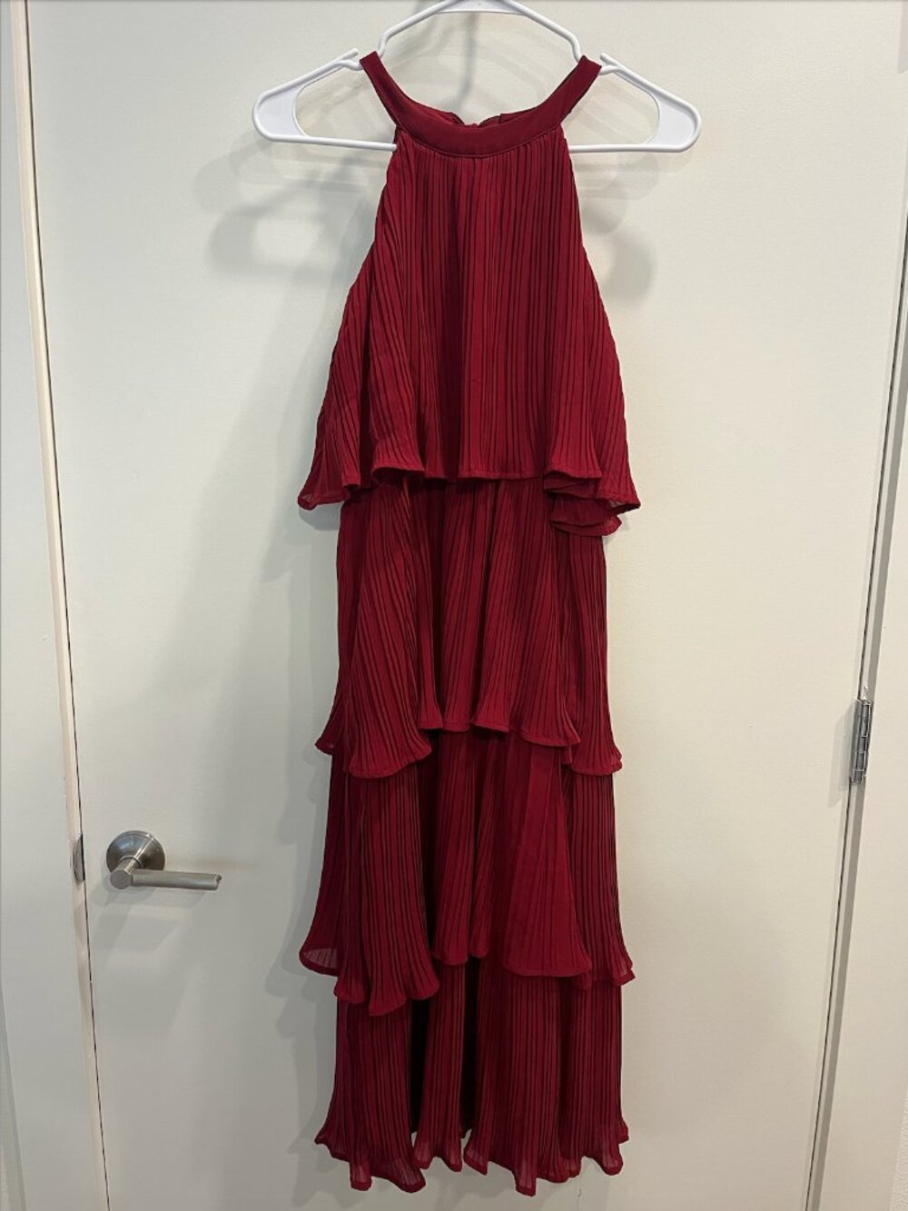 Burgundy Tiered Midi Dress